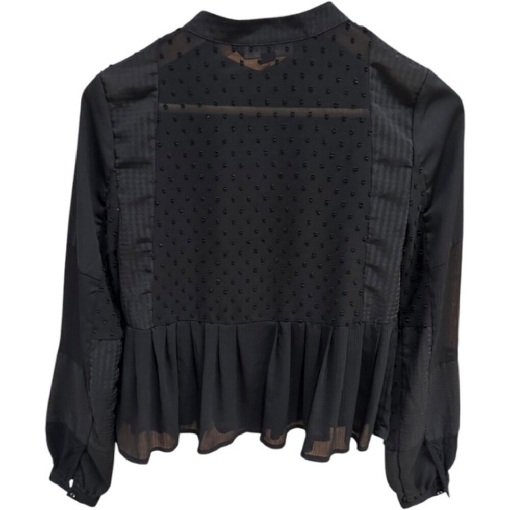 Ever New Melbourne Black Sheer Patchwork Frill Po… - image 2